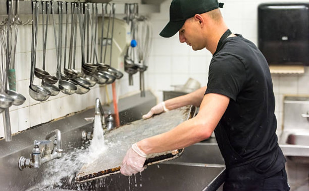 Kitchen appliance dishwasher with open door